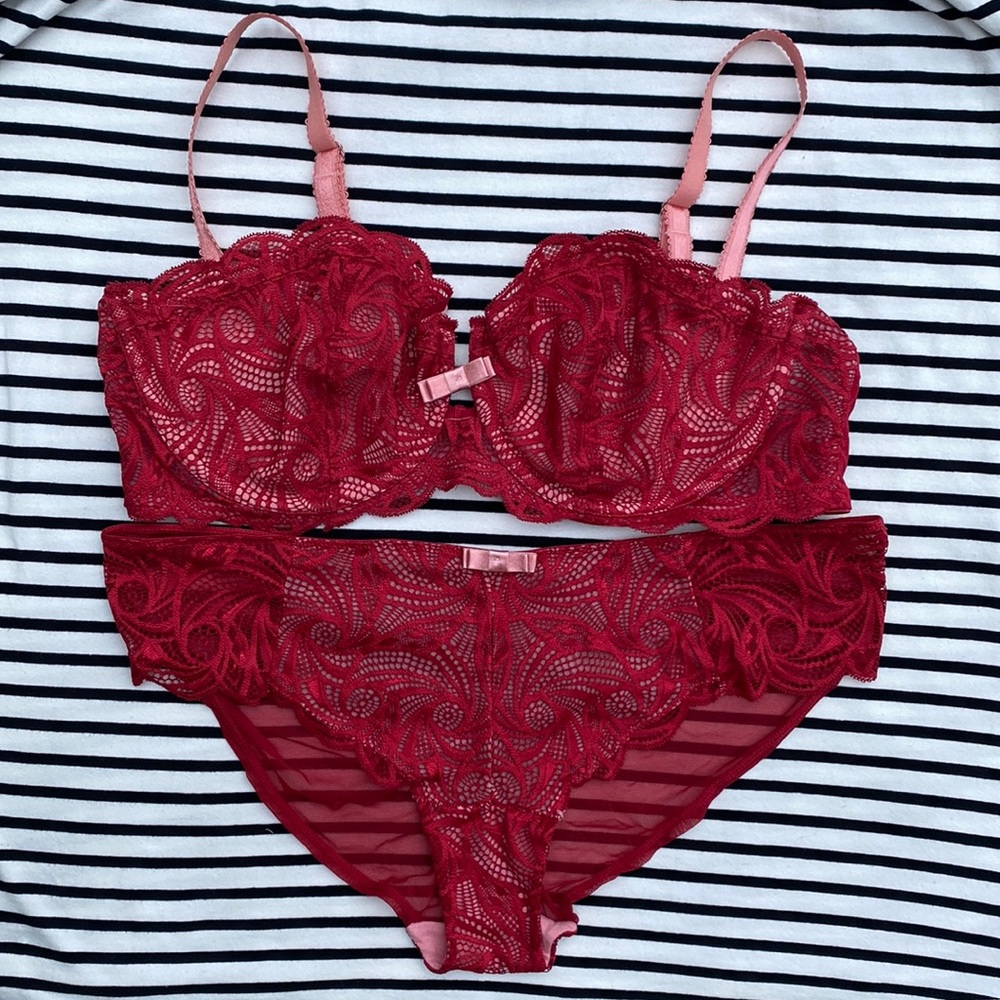 Red Lace Bra with Matching Panty